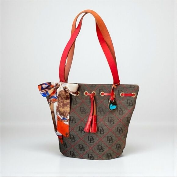 Dooney & Bourke Gray Red Canvas Tote - Picture 7 of 8